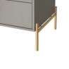 Manhattan Comfort Jasper Nightstand with Steel Gold Legs in Grey Gloss Legs