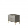 Manhattan Comfort Jasper Nightstand with Steel Gold Legs in Grey Gloss Side Angle
