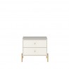Manhattan Comfort Jasper Nightstand with Steel Gold Legs in Off White Matte Front