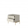 Manhattan Comfort Jasper Nightstand with Steel Gold Legs in Off White Matte Open