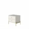 Manhattan Comfort Jasper Nightstand with Steel Gold Legs in Off White Matte Side Angle - Manhattan Comfort Jasper Nightstand with Steel Gold Legs in Off White Matte Side Angle