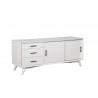 Alpine Furniture Flynn Large TV Console, White - Front Side Angle