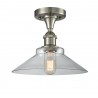 Glass Semi Flush - Brushed Satin Nickel - CLEAR GLASS