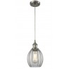 Glass Cord Pendant - Brushed Satin Nickel - CLEAR FLUTED GLASS