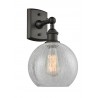 Glass Wall Sconce - Oiled Rubbed Bronze - CLEAR CRACKLED GLOBE