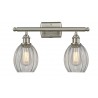 Glass Vanity Light - Brushed Satin Nickel - CLEAR FLUTED GLASS