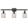 Glass Vanity Light - Oiled Rubbed Bronze - CLEAR RIPPLED GLASS