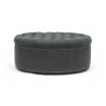 Baxton Studio Iglehart Gray Linen Modern Tufted Ottoman - Front