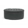 Baxton Studio Iglehart Gray Linen Modern Tufted Ottoman - Front - Baxton Studio Iglehart Gray Linen Modern Tufted Ottoman - Front