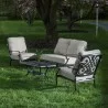 Alfresco Home Newbury Cast Aluminum Deep Seating Set with Coffee Table, Loveseat with Cushions, and 2 Lounge Chairs with Cushions - Alfresco Home Newbury Cast Aluminum Deep Seating Set with Coffee Table, Loveseat with Cushions, and 2 Lounge Chairs with Cushions