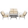 Alfresco Home Newbury Cast Aluminum Deep Seating Set with Coffee Table, Loveseat with Cushions, and 2 Lounge Chairs with Cushions - Front