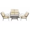 Alfresco Home Newbury Cast Aluminum Deep Seating Set with Coffee Table, Loveseat with Cushions, and 2 Lounge Chairs with Cushions - Front - Alfresco Home Newbury Cast Aluminum Deep Seating Set with Coffee Table, Loveseat with Cushions, and 2 Lounge Chairs with Cushions - Front