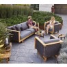 Cane-Line Angle Lounge Chair W/Teak Frame, Incl. Grey Cane-Line AirTouch Cushions Outdoor view  1