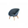 Cane-Line Peacock Lounge Chair W/Teak Legs, Cane-Line Weave  Dusty Blue cusion - Cane-Line Peacock Lounge Chair W/Teak Legs, Cane-Line Weave  Dusty Blue cusion
