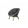 Cane-Line Peacock Lounge Chair W/Teak Legs, Cane-Line Weave Drak Gray  - Cane-Line Peacock Lounge Chair W/Teak Legs, Cane-Line Weave Drak Gray 