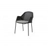 Cane-Line Breeze Chair, Stackable Black with Grey Cushion