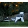 Cane-Line-Breeze-Highback-Chair Light Grey White Cushion Night view - Cane-Line-Breeze-Highback-Chair Light Grey White Cushion Night view