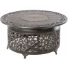  Alfresco Home Bellagio 48" Round Cast Aluminum Gas Fire Pit/Chat Table with Glacier Ice Firebeads - Angled