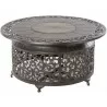  Alfresco Home Bellagio 48" Round Cast Aluminum Gas Fire Pit/Chat Table with Glacier Ice Firebeads - Angled -  Alfresco Home Bellagio 48" Round Cast Aluminum Gas Fire Pit/Chat Table with Glacier Ice Firebeads - Angled