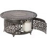  Alfresco Home Bellagio 48" Round Cast Aluminum Gas Fire Pit/Chat Table with Glacier Ice Firebeads - Gas Door Opened
