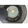 Alfresco Home Margherita 48" Round Cast Aluminum Gas Fire Pit/Chat Table with Glacier Ice Firebeads - Top View Lid Open