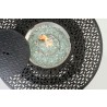 Alfresco Home Margherita 48" Round Cast Aluminum Gas Fire Pit/Chat Table with Glacier Ice Firebeads - Top View Lid Open