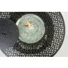 Alfresco Home Margherita 48" Round Cast Aluminum Gas Fire Pit/Chat Table with Glacier Ice Firebeads - Top View Lid Open - Alfresco Home Margherita 48" Round Cast Aluminum Gas Fire Pit/Chat Table with Glacier Ice Firebeads - Top View Lid Open