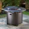 Alfresco Home Bay Ridge 36" Round Gas Fire Pit/Chat Table with Glacier Ice Firebeads - Lifestyle