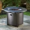 Alfresco Home Bay Ridge 36" Round Gas Fire Pit/Chat Table with Glacier Ice Firebeads - Lifestyle - Alfresco Home Bay Ridge 36" Round Gas Fire Pit/Chat Table with Glacier Ice Firebeads - Lifestyle