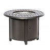 Alfresco Home Bay Ridge 36" Round Gas Fire Pit/Chat Table with Glacier Ice Firebeads - Angled