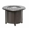 Alfresco Home Bay Ridge 36" Round Gas Fire Pit/Chat Table with Glacier Ice Firebeads - Angled - Alfresco Home Bay Ridge 36" Round Gas Fire Pit/Chat Table with Glacier Ice Firebeads - Angled