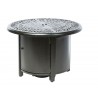 Alfresco Home Kinsale 36" Round Gas Fire Pit/Chat Table with Glacier Ice Firebeads - Angled with Lid Closed