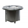 Alfresco Home Kinsale 36" Round Gas Fire Pit/Chat Table with Glacier Ice Firebeads - Angled