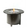 Alfresco Home Kinsale 36" Round Gas Fire Pit/Chat Table with Glacier Ice Firebeads - Angled and Lit
