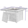 Alfresco Home Cheyenne 40" Square Gas Fire Pit Chat Table with Glacier Ice Firebeads - Dimensions