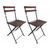 French Café Bistro Folding Side Chair W/ European Chestnut Wood Slats