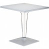 Ice Werzalit Top Square Dining Table with Transparent Base 24 inch Silver