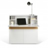 TemaHome Focus Workstation in Pure White & Oak - Front with Content