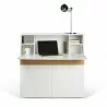 TemaHome Focus Workstation in Pure White & Oak - Front with Content - TemaHome Focus Workstation in Pure White & Oak - Front with Content