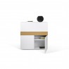 TemaHome Focus Workstation in Pure White & Oak - Front with Opened Cabinet 