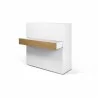 TemaHome Focus Workstation in Pure White & Oak - Angled and Desk Extended - TemaHome Focus Workstation in Pure White & Oak - Angled and Desk Extended