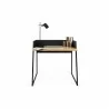 TemaHome Volga Desk in Oak & Pure Black - Front with Content - TemaHome Volga Desk in Oak & Pure Black - Front with Content