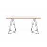 TemaHome Flow Desk in Pure White with Plywood Edge & Black Lacquered Steel - Front