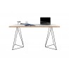 TemaHome Flow Desk in Pure White with Plywood Edge & Black Lacquered Steel - Front with Contents