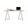 TemaHome Flow Desk in Pure White with Plywood Edge & Black Lacquered Steel - Front with Contents - TemaHome Flow Desk in Pure White with Plywood Edge & Black Lacquered Steel - Front with Contents