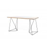TemaHome Flow Desk in Pure White with Plywood Edge & Black Lacquered Steel - Angled