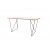 TemaHome Flow Desk in Pure White with Plywood Edge & Black Lacquered Steel - Angled