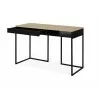 TemaHome City Desk in Light Oak & Pure Black - Angled wit hDrawer Opened - TemaHome City Desk in Light Oak & Pure Black - Angled wit hDrawer Opened