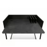 TemaHome Volga Desk in Concrete Look & Pure Black - Top Shelf Angle - TemaHome Volga Desk in Concrete Look & Pure Black - Top Shelf Angle