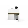 TemaHome Focus Workstation in Walnut & Pure White - Front with Opened Semi Cabinet - TemaHome Focus Workstation in Walnut & Pure White - Front with Opened Semi Cabinet